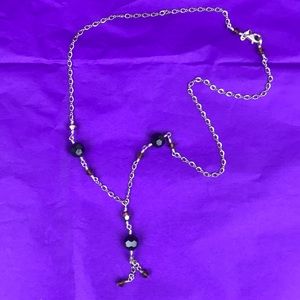 Simple brown and black bead and chain necklace